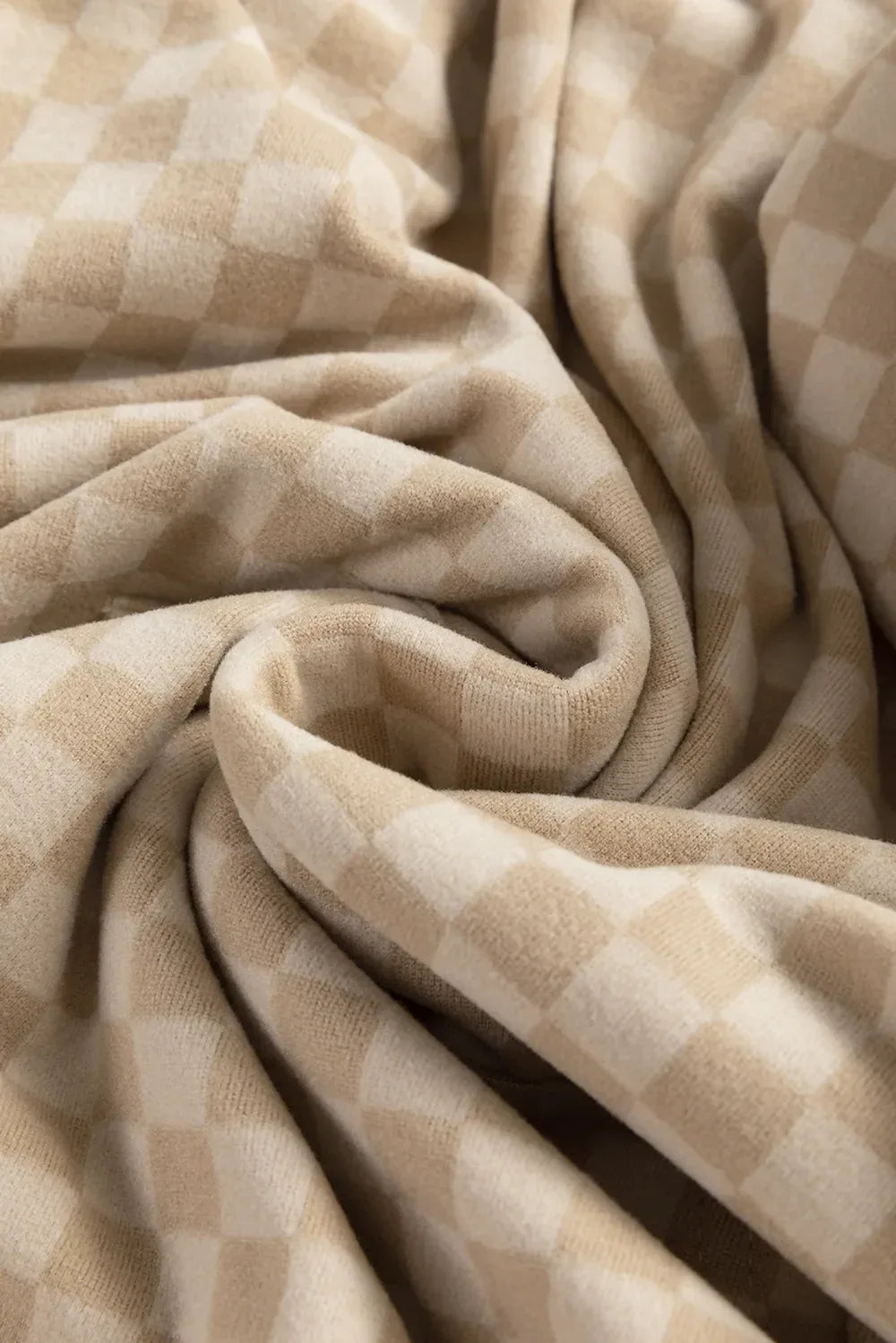 Checkered Print Kangaroo Pocket Drawstring Hoodie - Makw Official Site