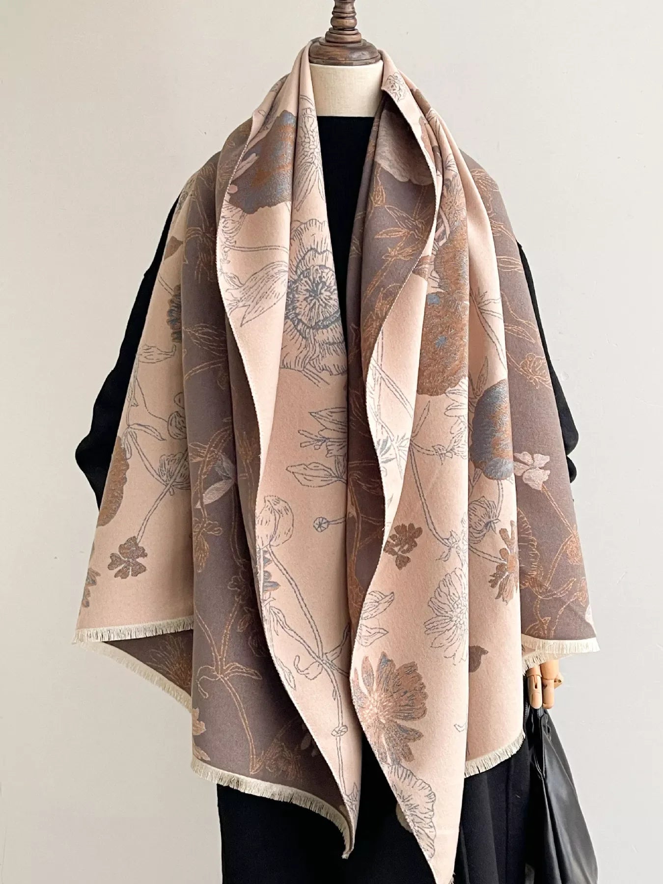 Floral Print Reversible Scarf - Makw Official Site