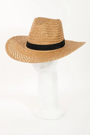 Fame Basket Weave Straw Sun Hat - Makw Official Site
