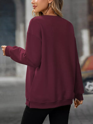 Casual Solid Color Long Sleeve Sweatshirt - Makw Official Site