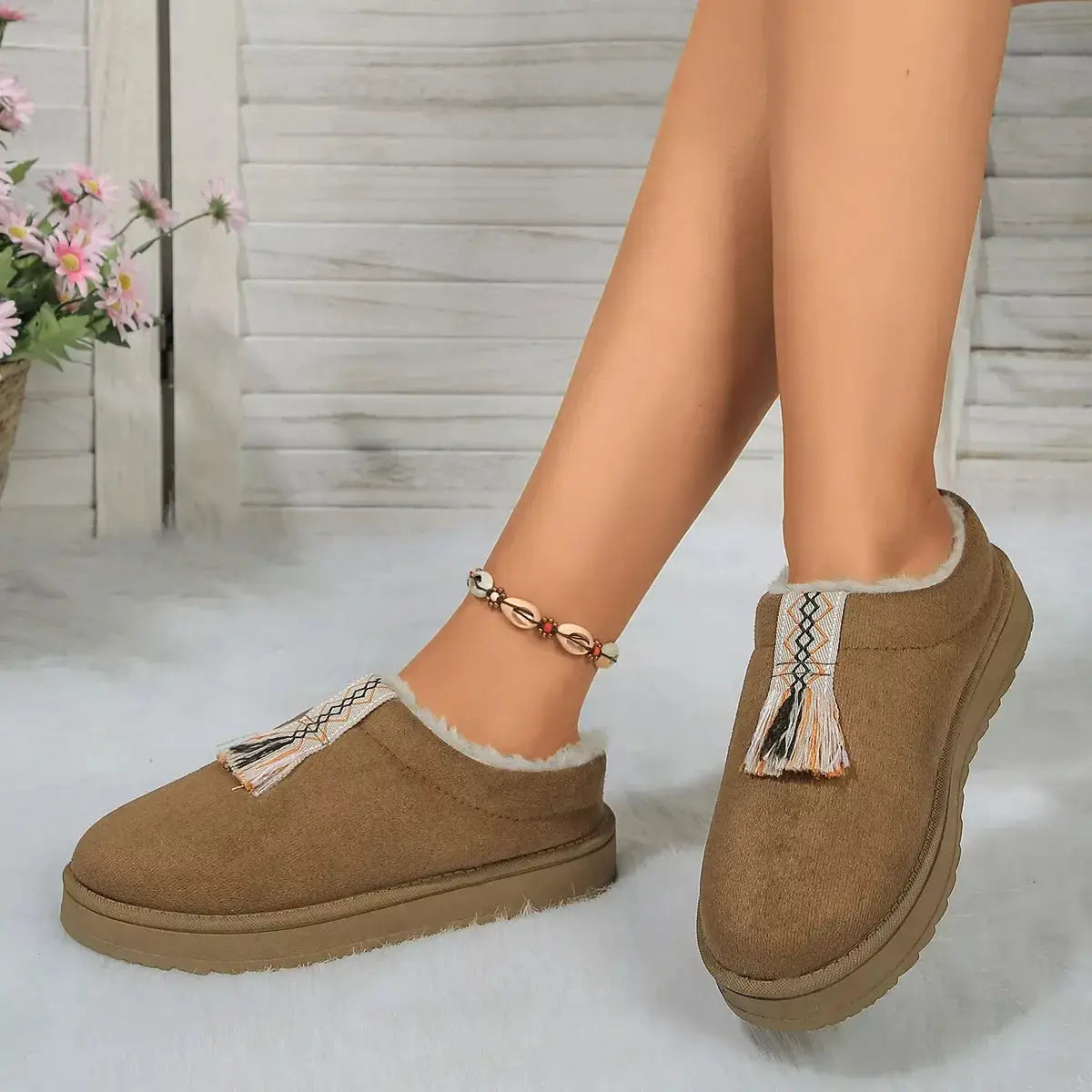 Round Toe Platform Slippers - Makw Official Site