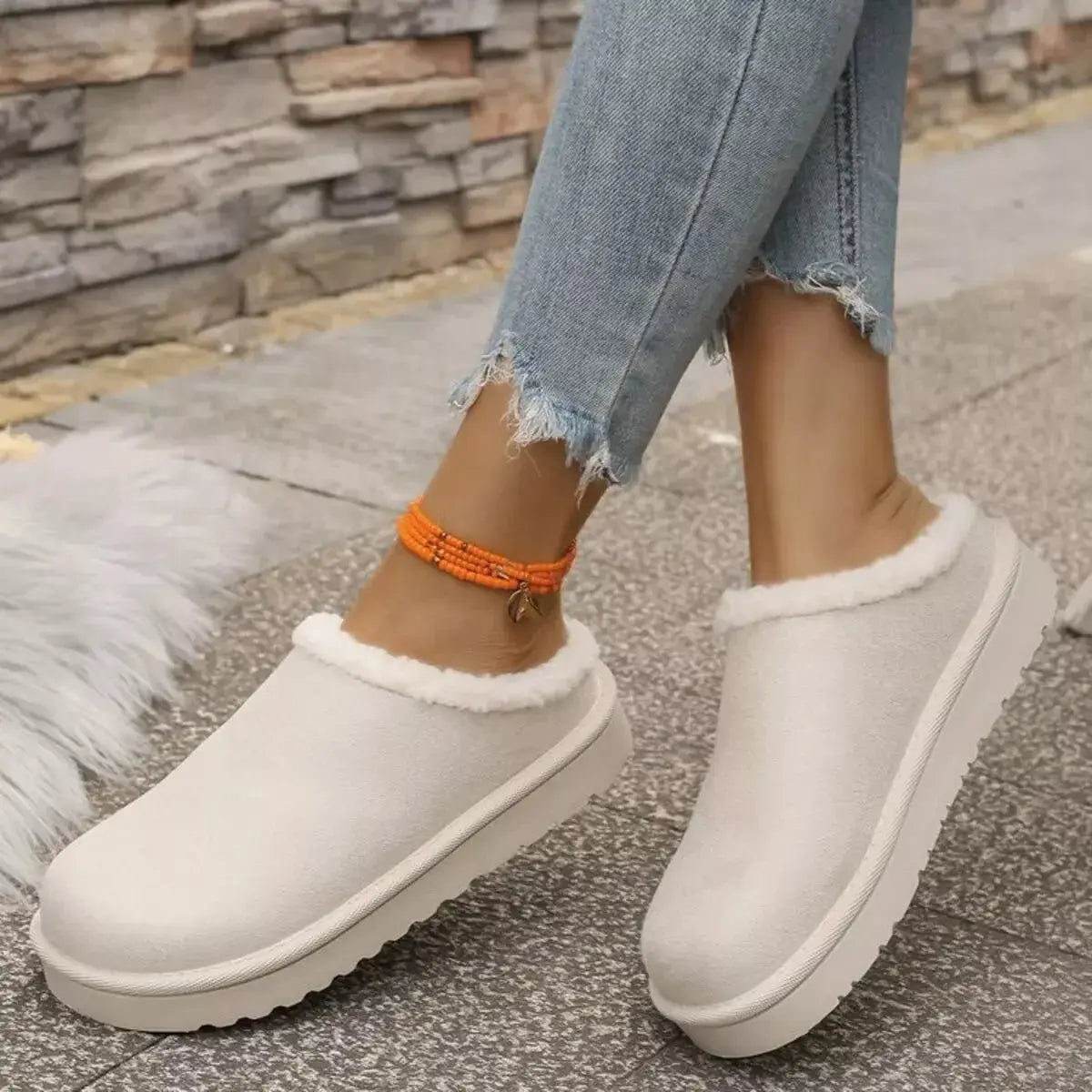 Cozy Plush Lined Platform Slippers - Makw Official Site