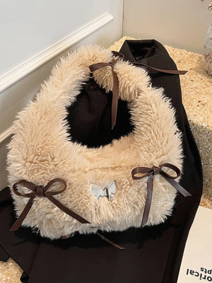 Fluffy Bow Shoulder Bag - Makw Official Site
