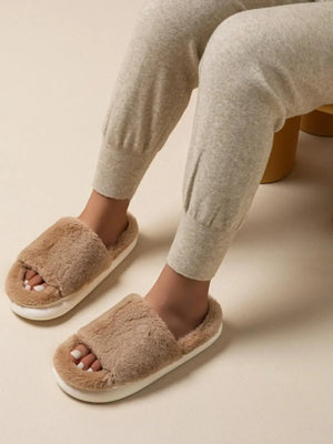 Fluffy Open Toe Comfort Slippers - Makw Official Site