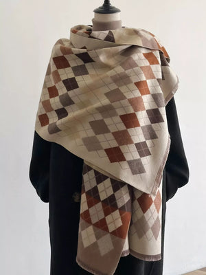 Diamond Pattern Warm Scarf - Makw Official Site