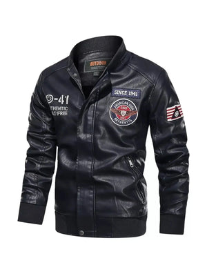 Men's Plus Size Zip Up Leather Jacket - Makw Official Site