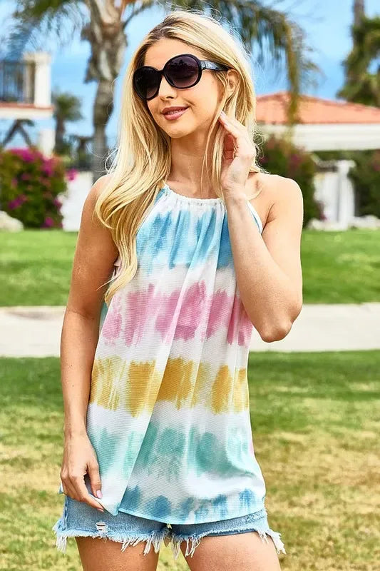 BiBi Tie-Dye Halter Neck Top - Makw Official Site