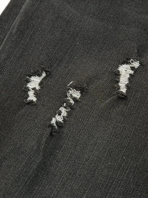 High Waist Distressed Straight Leg Jeans - Makw Official Site