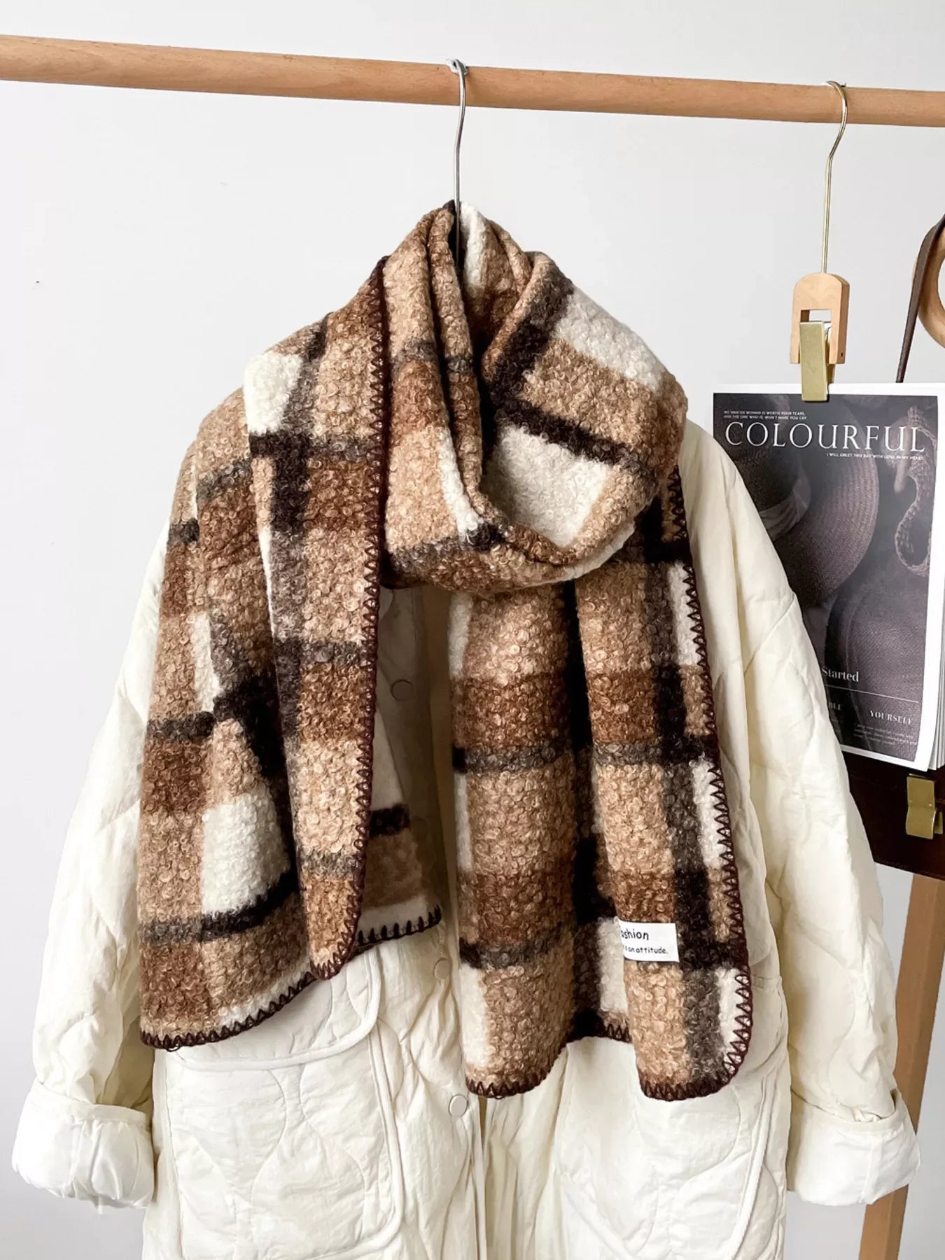 Cozy Plaid Knitted Scarf - Makw Official Site