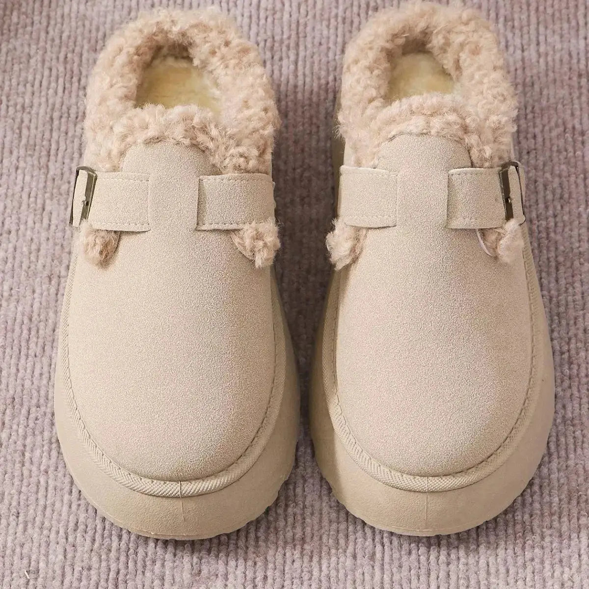 Round Toe Platform Slippers - Makw Official Site