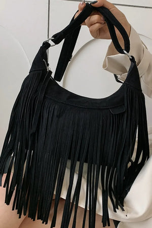 Suede Fringe Adjustable Strap Shoulder Bag - Makw Official Site