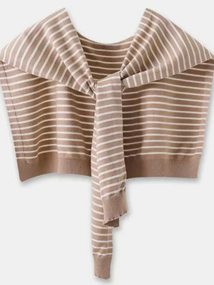 Striped Contrast Knit Wrap - Makw Official Site