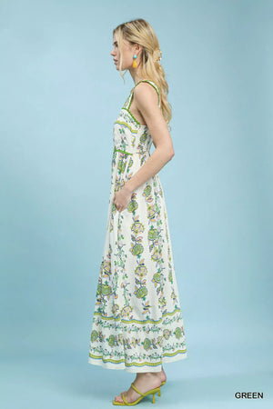 Umgee Floral Print Tiered Midi Dress - Makw Official Site