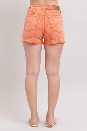 Judy Blue Peach Mid Rise Denim Shorts - Makw Official Site