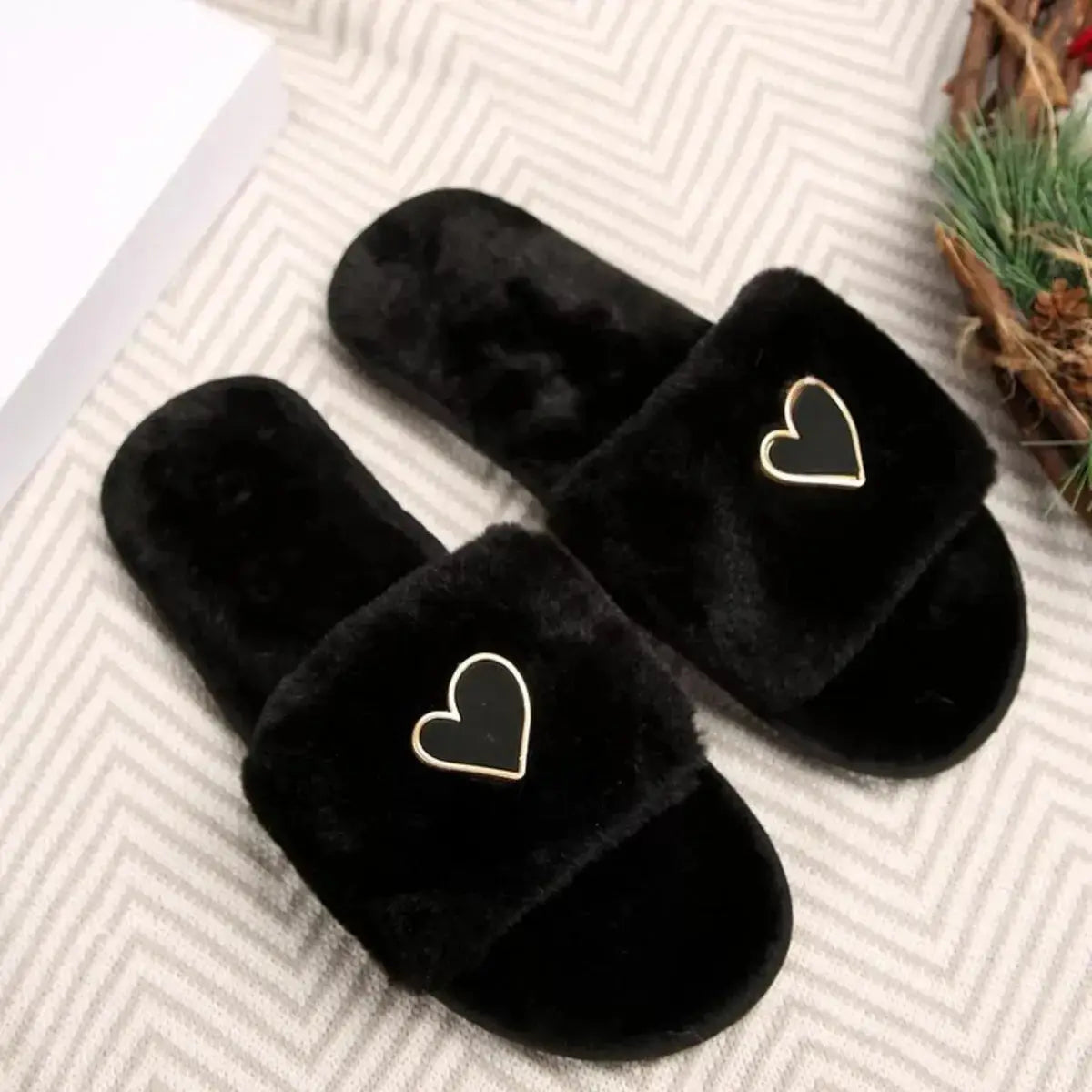 Heart Open Toe Flats Slippers - Makw Official Site