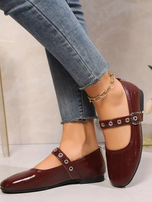 Round Toe Mary Jane Loafers - Makw Official Site