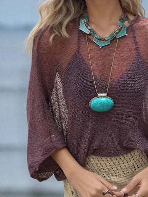 Round Neck Long Sleeve Cover-Up - Makw Official Site