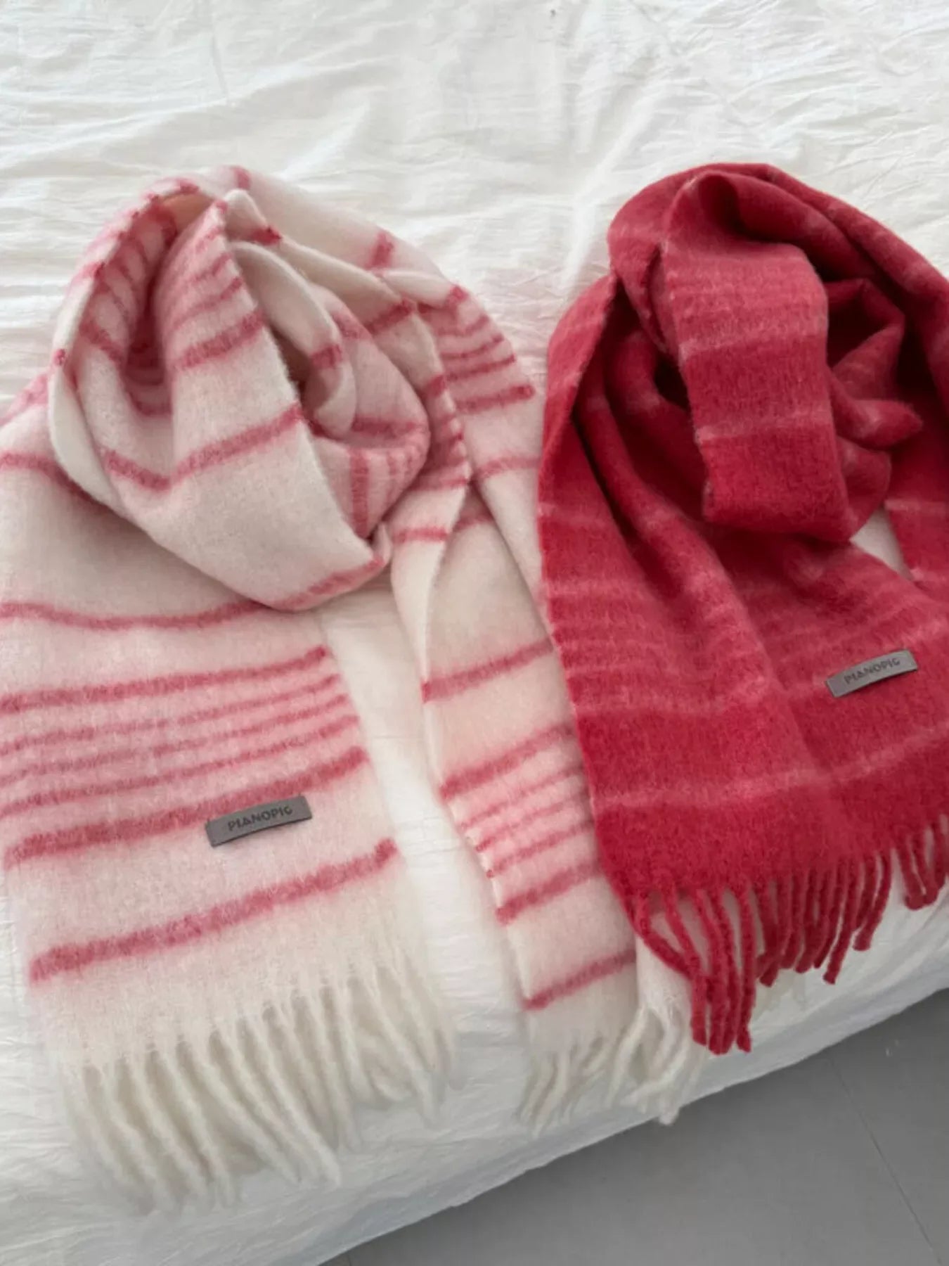 Cozy Striped Fringe Hem Scarf - Makw Official Site