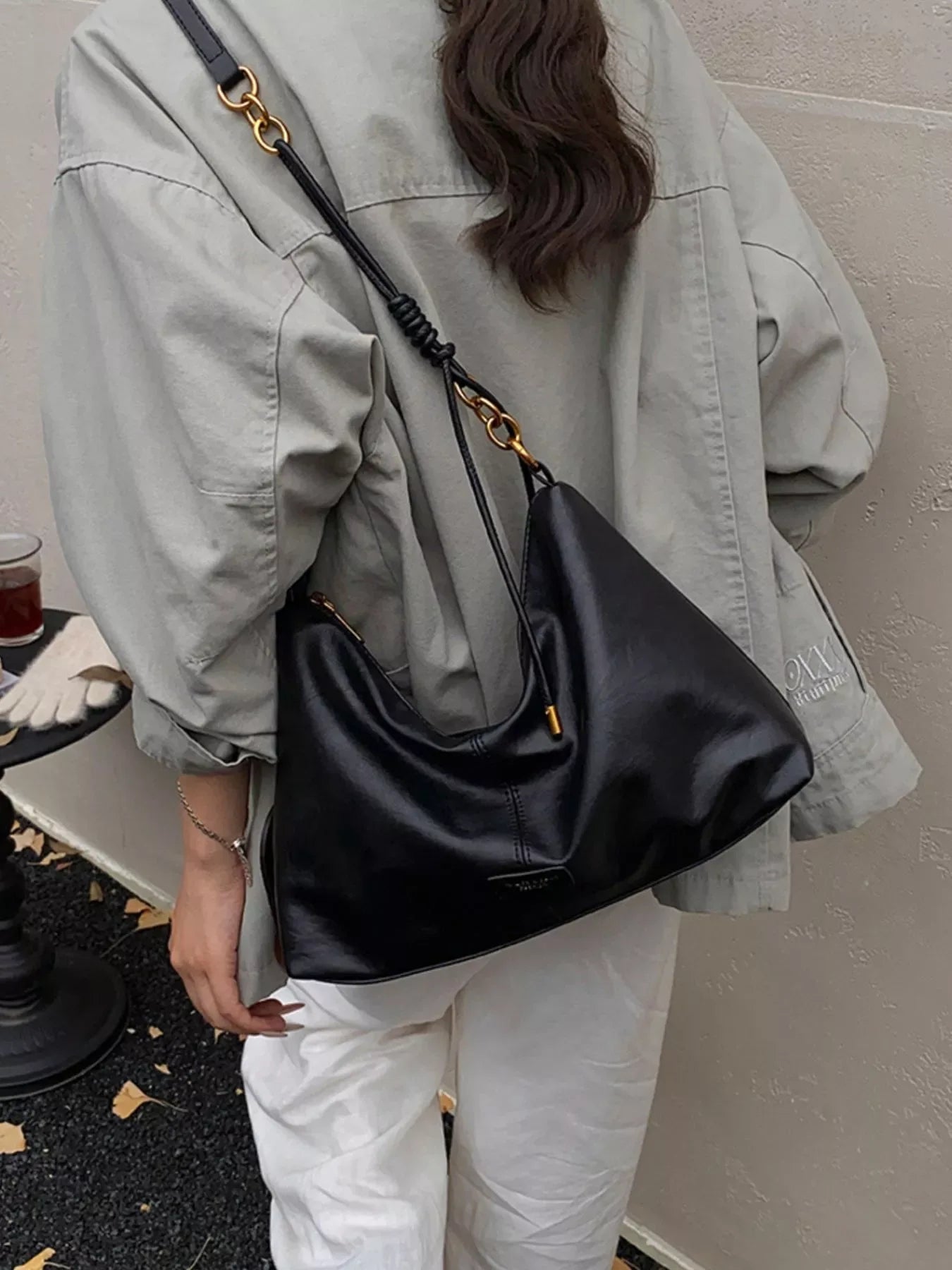 Leather Adjustable Strap Shoulder Bag - Makw Official Site