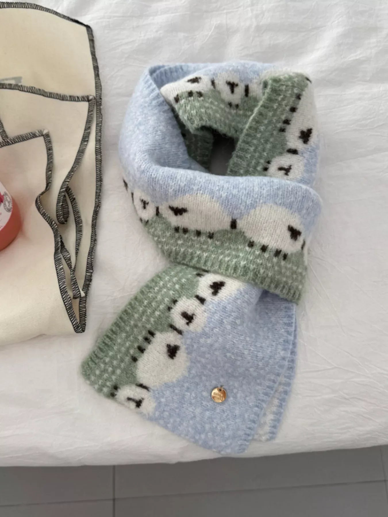 Sheep Pattern Knitted Scarf - Makw Official Site