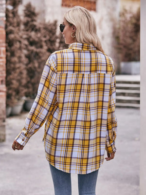 Plaid Button-Down Long Sleeve Shirt - Makw Official Site