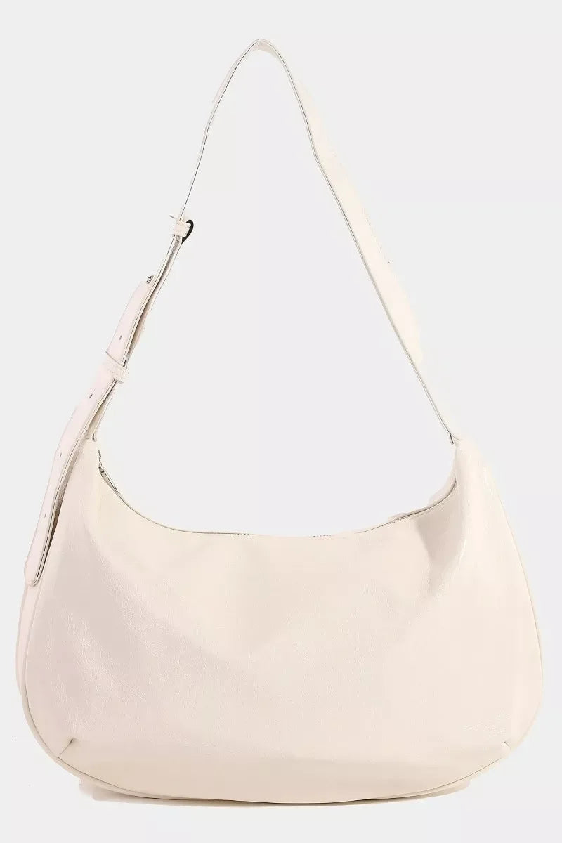 Fame Faux Leather Hobo Crescent Shoulder Bag - Makw Official Site