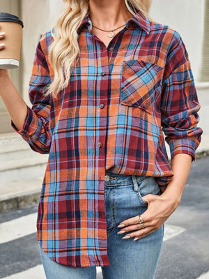 Plaid Button Up Long Sleeve Shirt - Makw Official Site