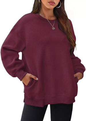 Casual Solid Color Long Sleeve Sweatshirt - Makw Official Site