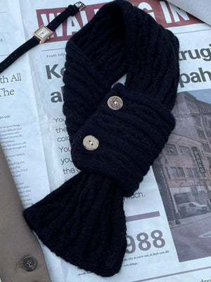 Button-Accent Knitted Winter Scarf - Makw Official Site