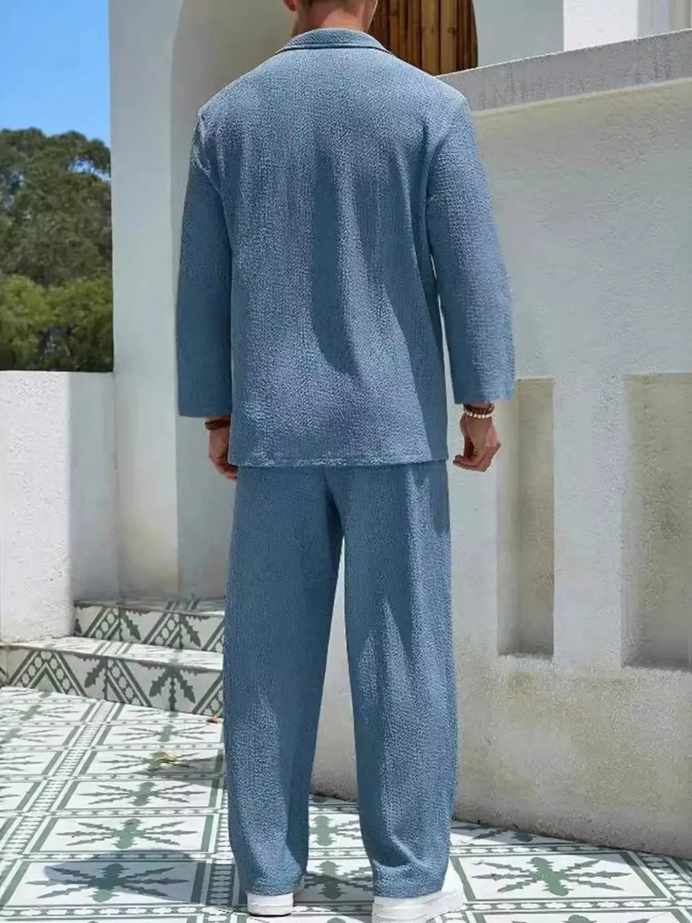 Men's Plus Size Long Sleeve Top and Pants Set - Makw Official Site