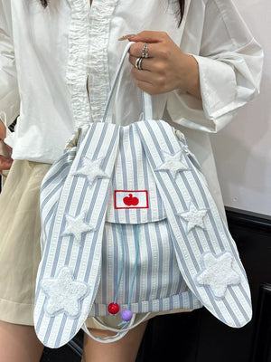 Striped Star Bunny Ear Backpack Bag - Makw Official Site