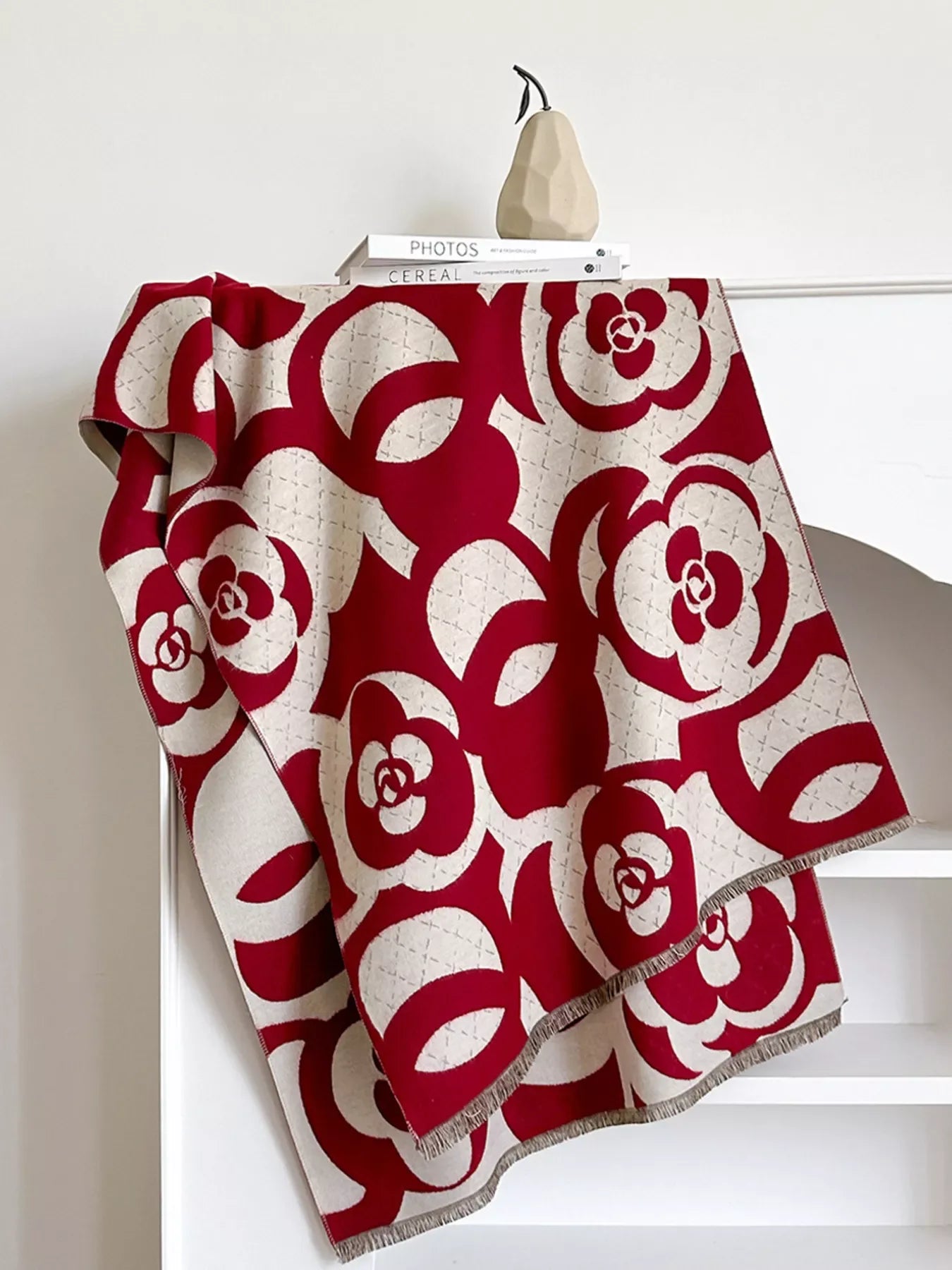 Floral Patterned Warm Scarf - Makw Official Site