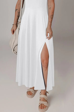 Side Slit Scoop Neck Wide Strap Dress - Makw Official Site