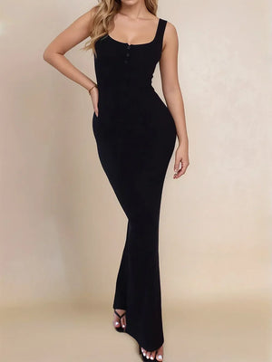 Devine Side Slit Wide Strap Maxi Dress - Makw Official Site