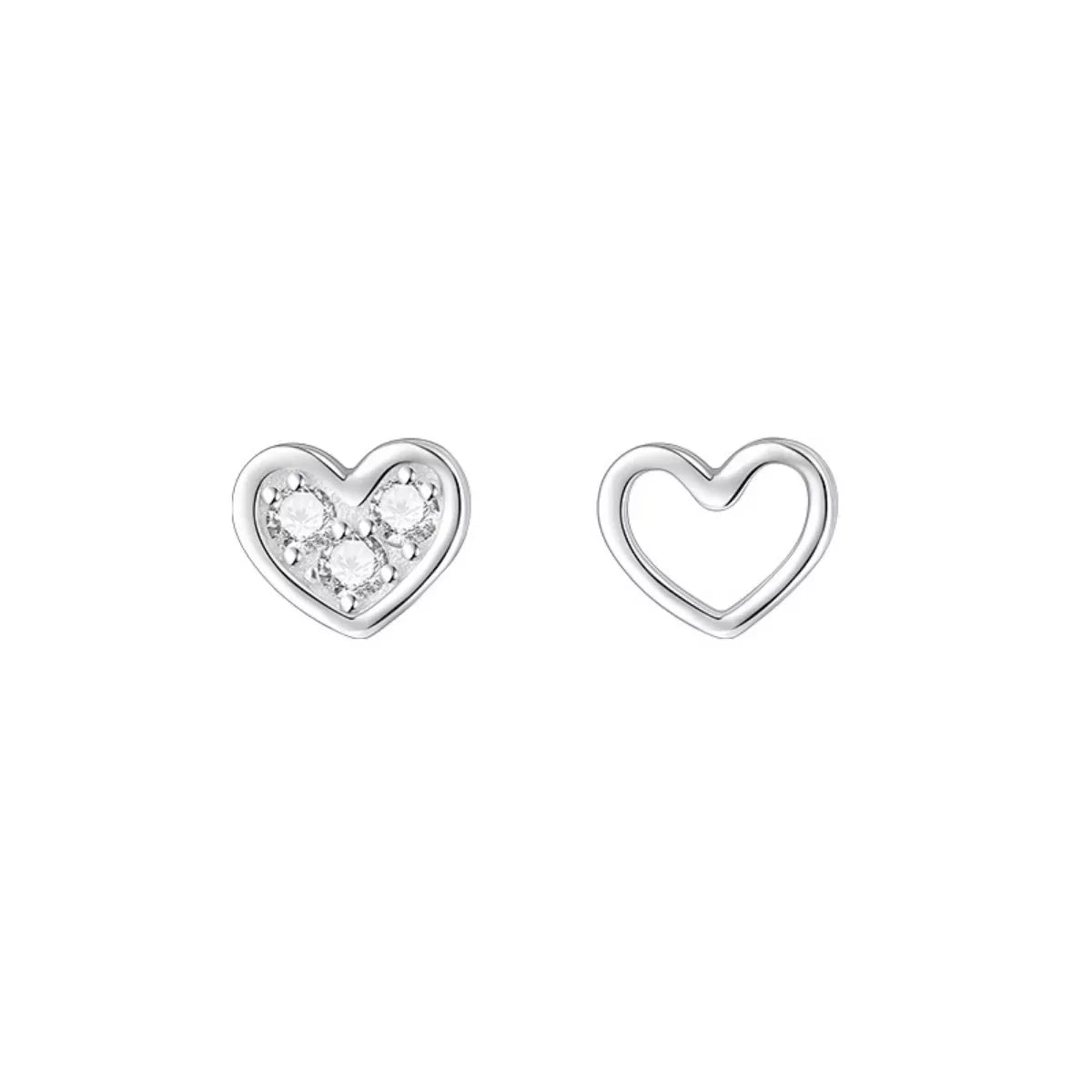 925 Sterling Silver Heart Stud Earrings - Makw Official Site