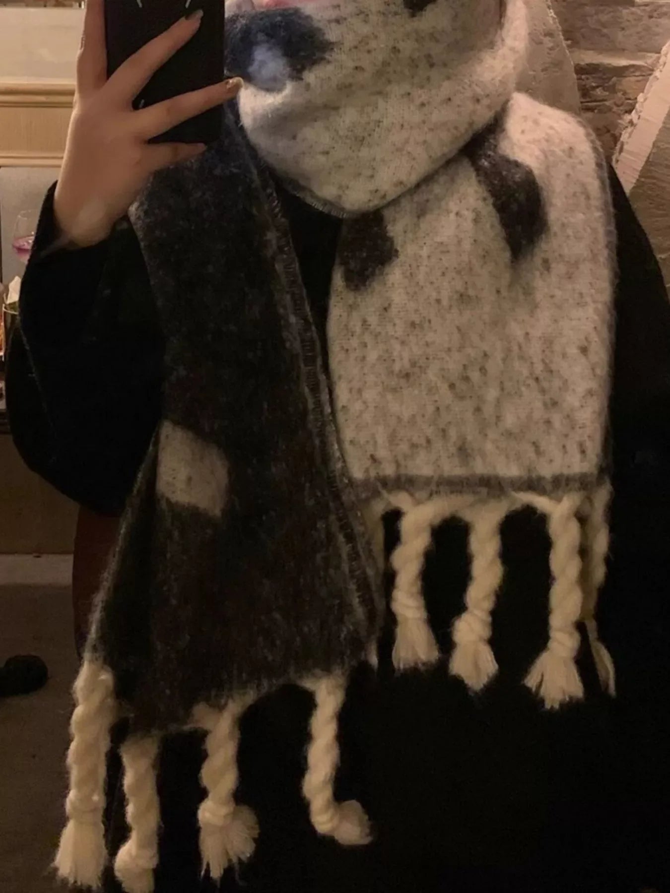 Oversized Chunky Knit Fringe Scarf - Makw Official Site