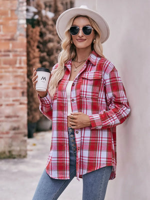 Plaid Button-Down Long Sleeve Shirt - Makw Official Site