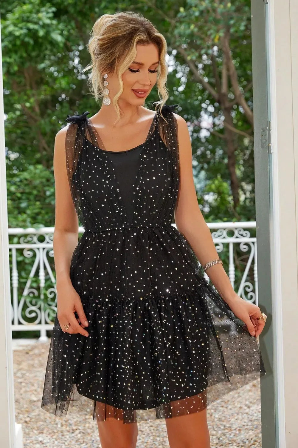 Tied Scoop Neck Mini Cami Dress - Makw Official Site