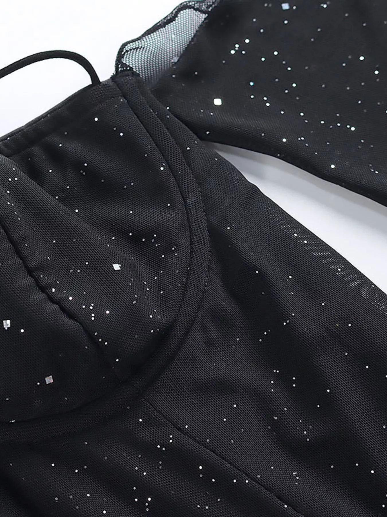 Glitter Mini Dress with Sleeves - Makw Official Site