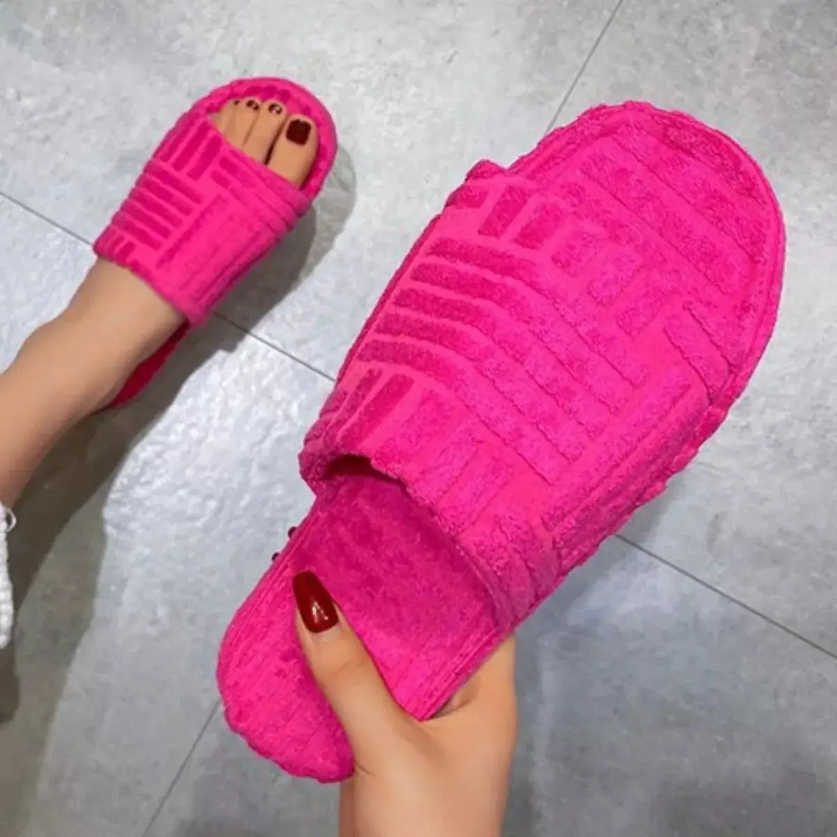 Open Toe Platform Slippers - Makw Official Site