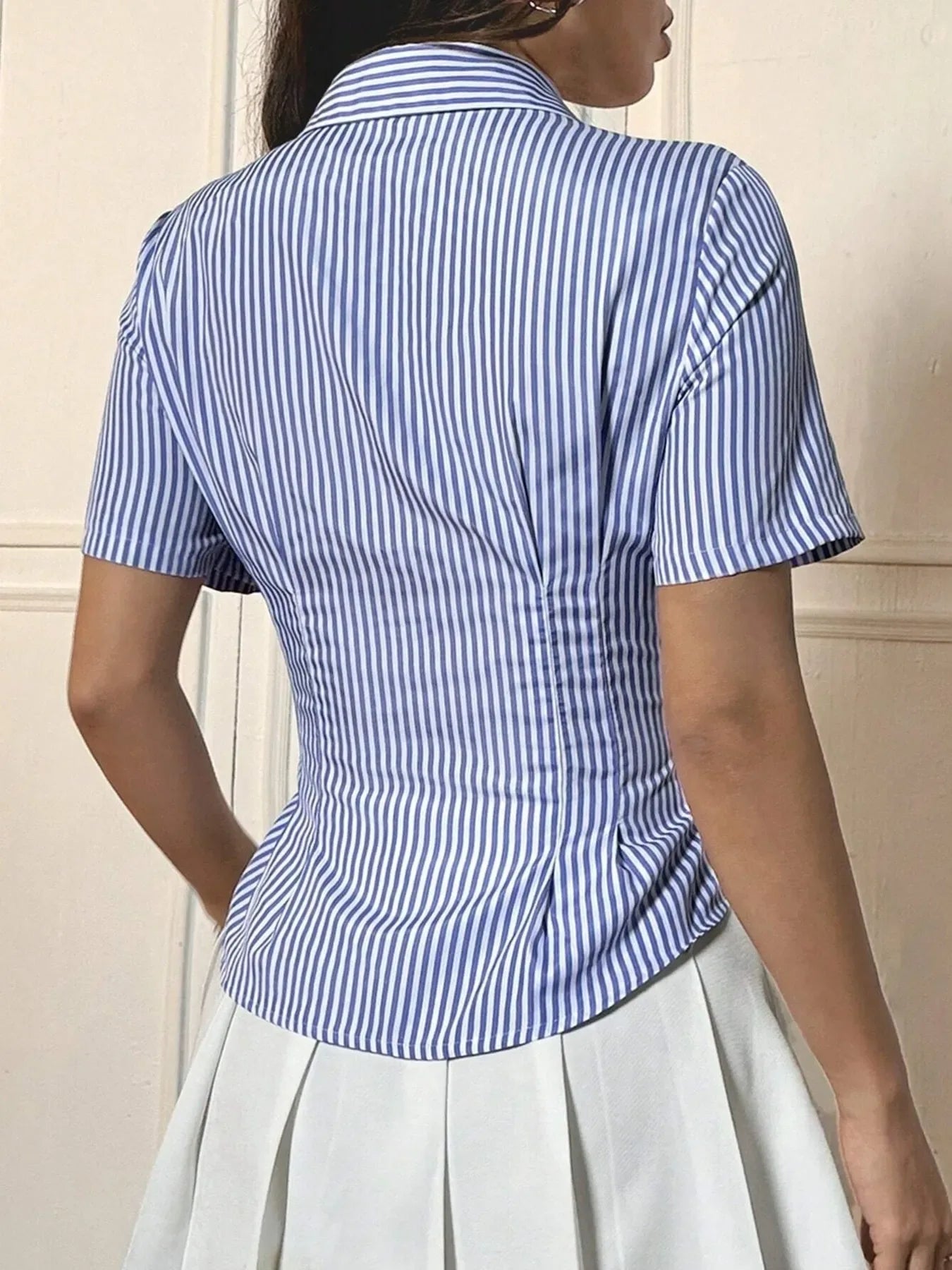 Gingham Short Sleeve Button-Up Shirt - Makw Official Site