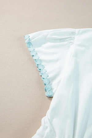 Contrast Trim Button Up Short Sleeve Dress - Makw Official Site