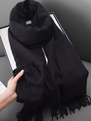 Solid Color Fringe Scarf - Makw Official Site