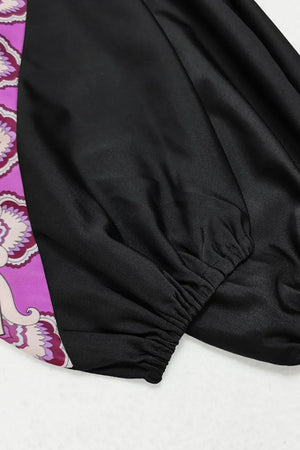 Cap, Drawstring Printed Long Sleeve Dress and Pants Swim Set - Makw Official Site