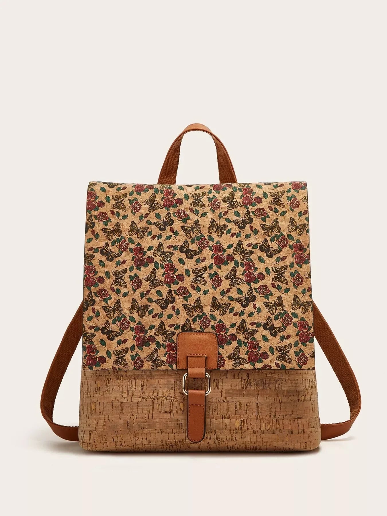 Vintage Bark Print Flap Backpack - Makw Official Site