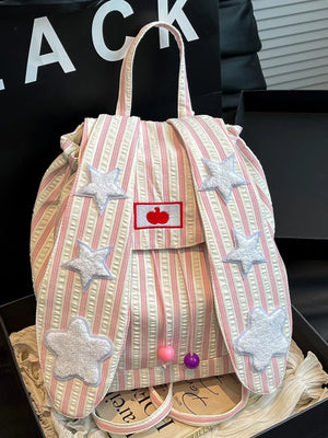 Striped Star Bunny Ear Backpack Bag - Makw Official Site
