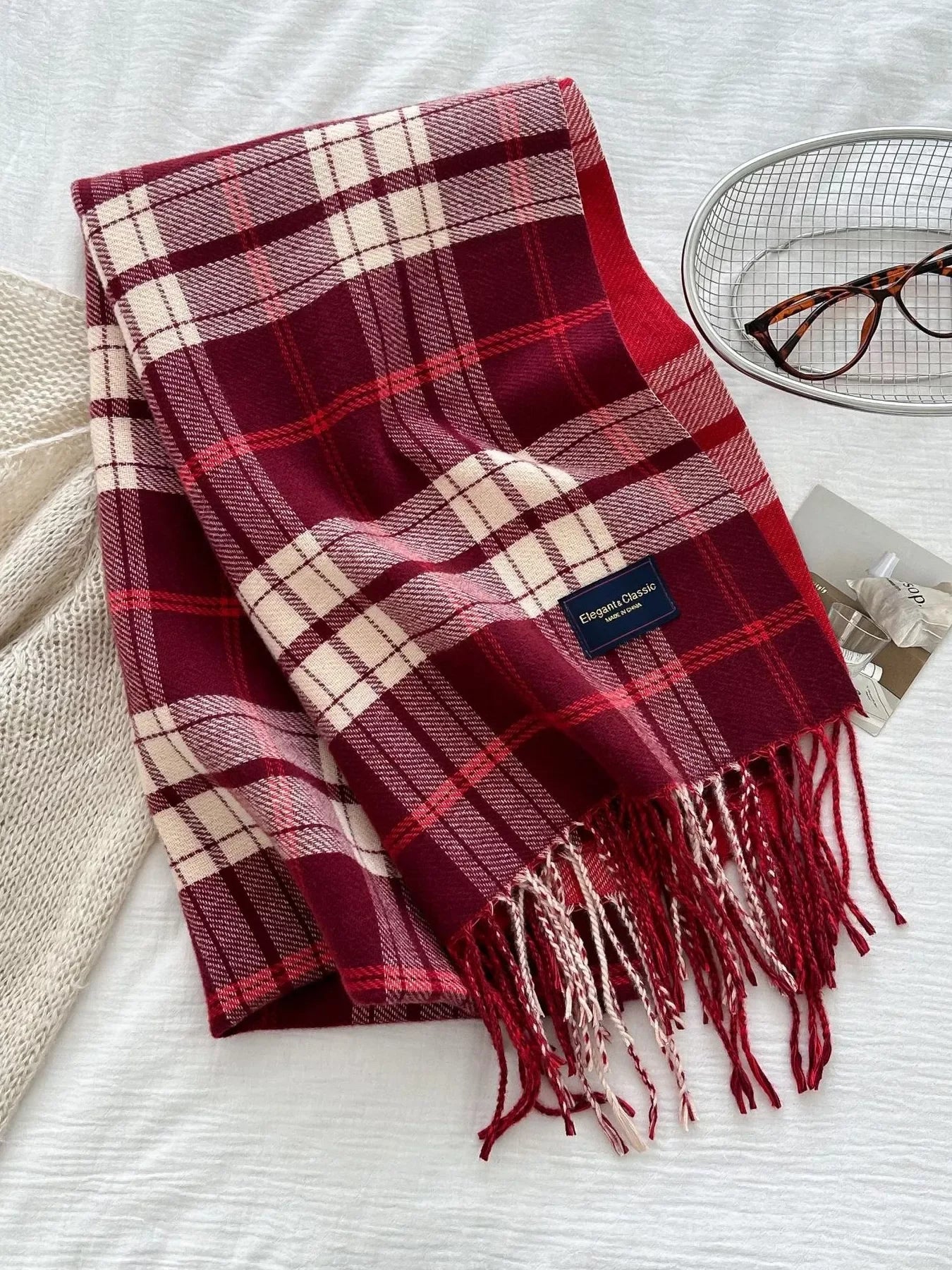 Classic Fringe Plaid Scarf - Makw Official Site