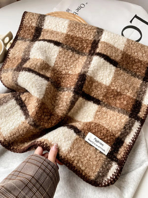 Cozy Plaid Knitted Scarf - Makw Official Site