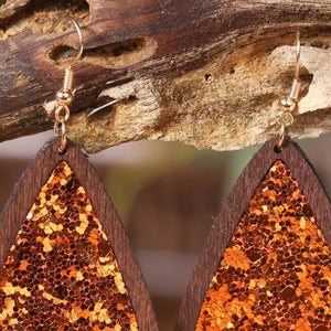 Sequin Wood Teardrop Earrings - Makw Official Site