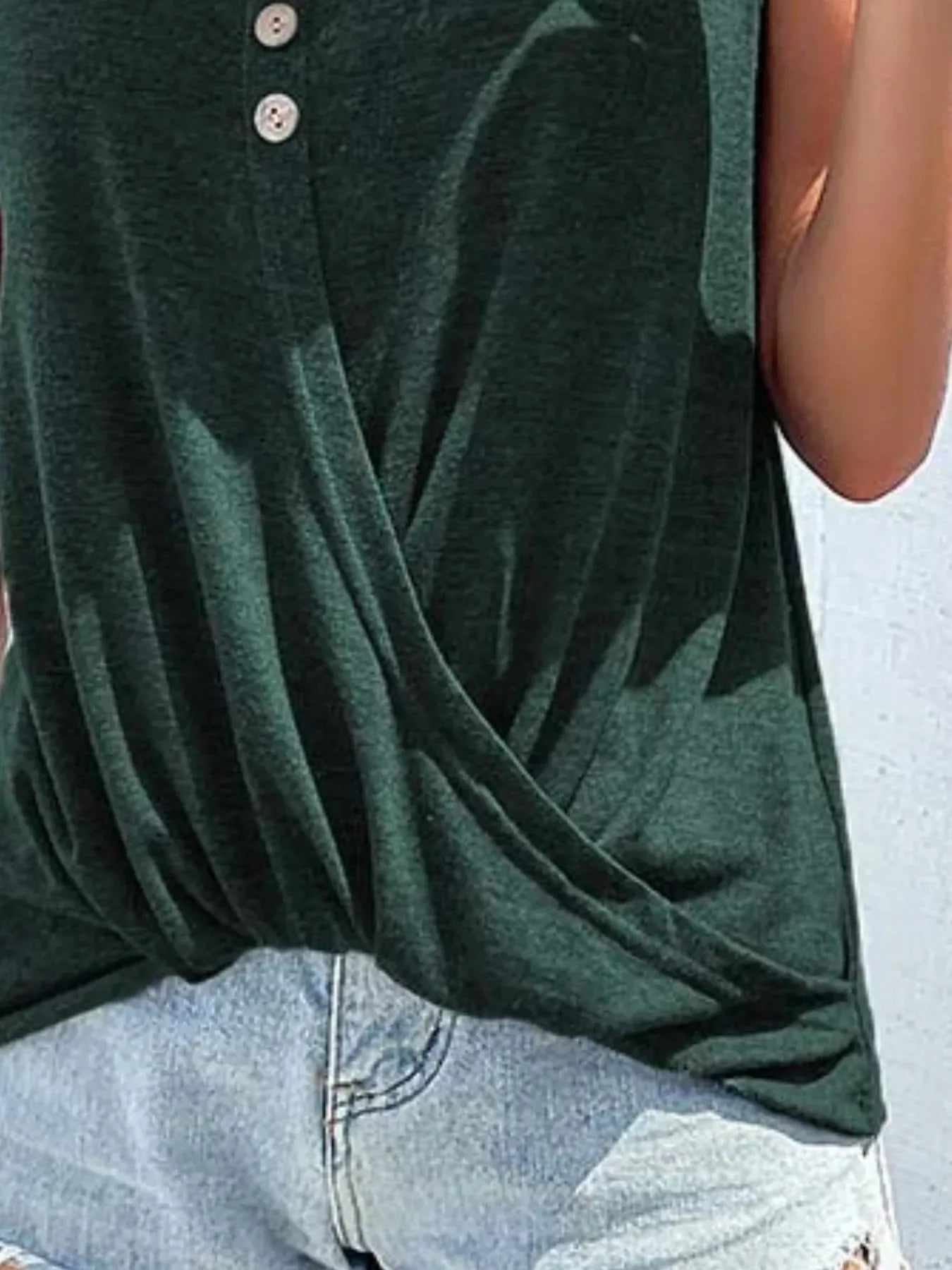 Full Size Twisted Hem Button Detail Tank Plus Size - Makw Official Site